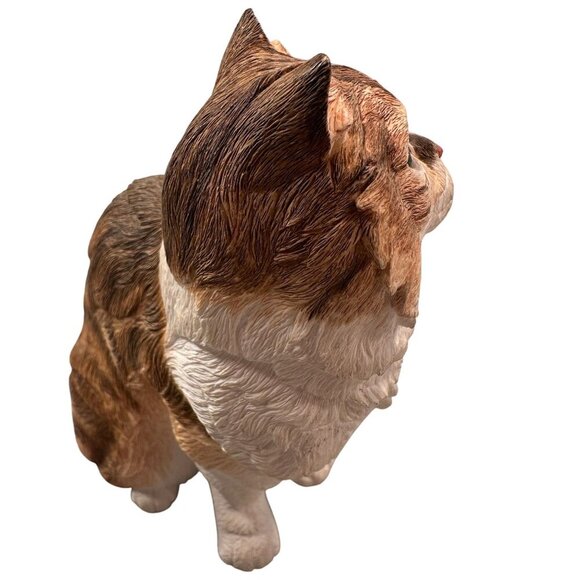 Country Artist Persian Cat Sitting Figurine Ceramic Realistic Tabby CatHand Pain - Picture 7 of 14